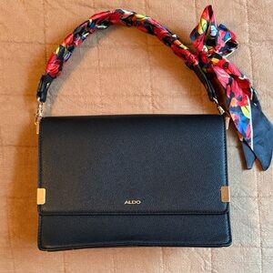 Aldo Black Shoulder Bag with Vibrant Strap